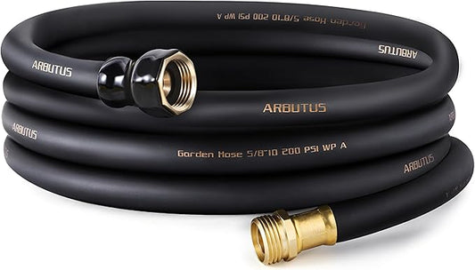 Garden Hose 5/8" x 25ft - Heavy Duty Rubber Water Hose 600 PSI Burst Pressure, No Kink & Durable Flexible Hose for Yard, Car Wash, Pets Black