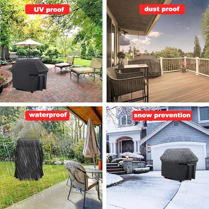 BBQ Grill Cover, 32-Inch Heavy Duty Waterproof UV Resistant Tear Resistant Barbecue Gas Grill Cover for Outdoor Grill, Fit for Nexgrill Brinkmann Weber Char-Broil