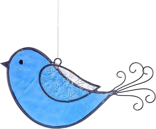 Blue Bird Ornament Sun Catcher Stained Glass Window Display ORN 310-2