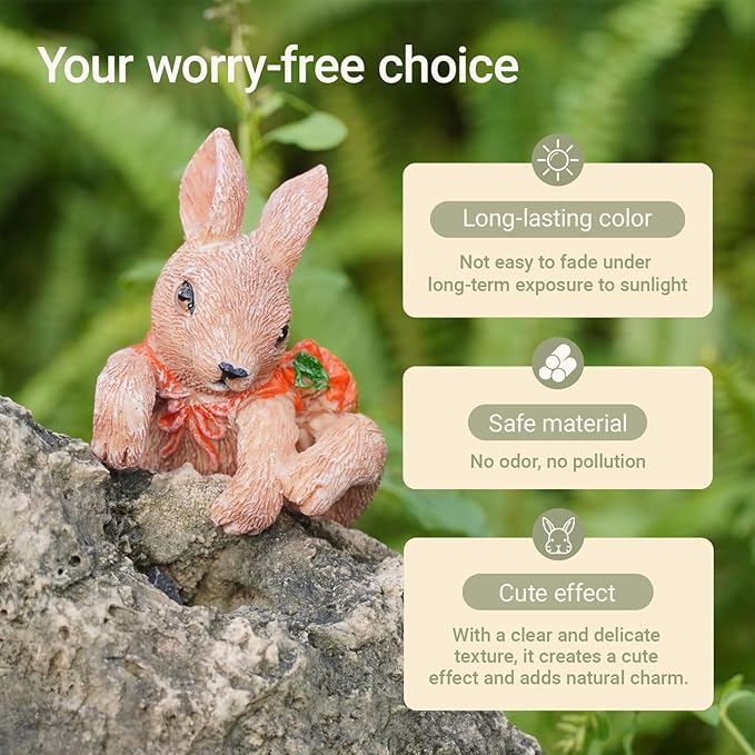 Bunny Statue Rabbit Figurine Plant Pot Hanger, Resin Cute Bunny Ornament Desk Decor Plant Decoration Gift for Flower Pot Bonsai Planter Succulent Vase