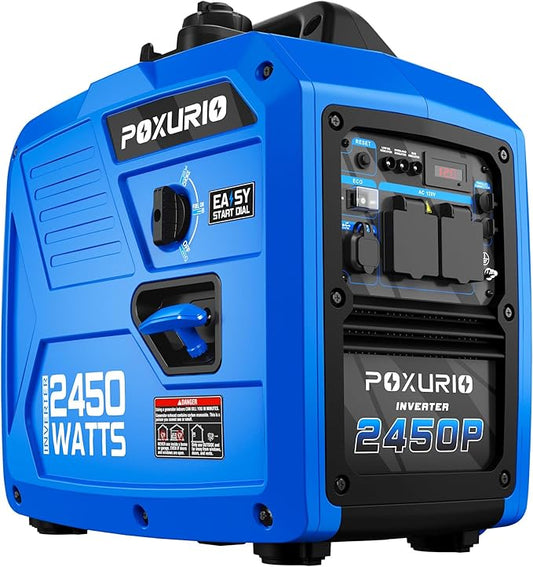2450-Watt Portable Inverter Generator for Camping & RV, 1.6 Gallon Gas Tank for 8.3 Hours Use, 120V Gas Powered Generator Ultra-Quiet Operation, EPA Compliant
