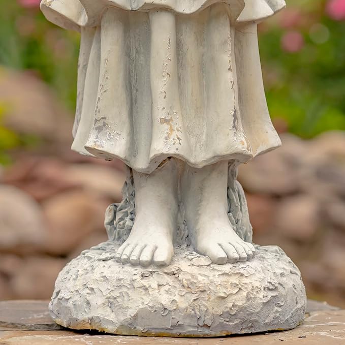 Zaer Ltd. 39" Tall Magnesium Angel Statue Figurines for Outdoor and Indoor Use (Reading a Book Symone, Antique White)