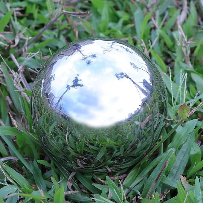 Kesywale Gazing Balls for Garden, Home Outdoor Hollow Sphere Stainless Steel Gazing Globe Mirror Ball (4 Inch)