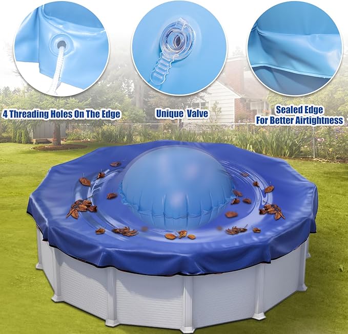 5ft Dia Pool Pillows, Pool Air Pillow, Inflatable Pool Pillows for Above Ground Pools, Winter Swimming Pool Closing Winterizing Kit with Ropes,PVC Ice Equalizer Pillow for Support Swimming Pool Covers