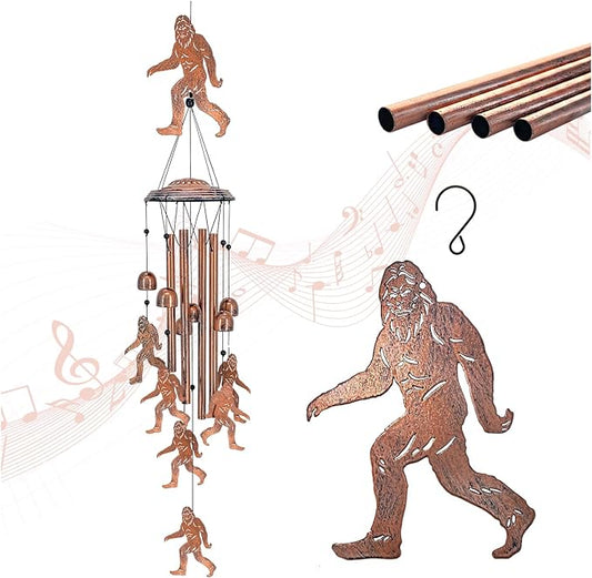 Bigfoot Wind Chimes Outdoor Big Foot Sasquatch Gifts for Men/Women/Dad/Grandpa Birthday Gift Memorial Gift Metal WindChimes for Outside/Indoors, Home, Lawn, Porch, Patio, Garden Decor, Yard Decoration