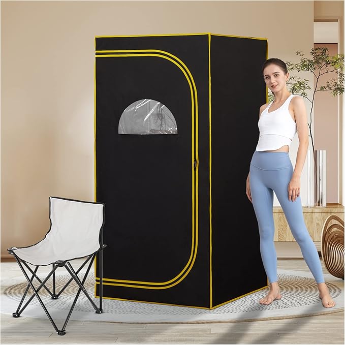 Portable Infrared Sauna, Full Size Personal Home Sauna Spa for Relaxation, Dry Heart Sauna Tent with Heating Foot Pad & Fortable Chair (L 31.5" x H 31.5" x H 62.9")