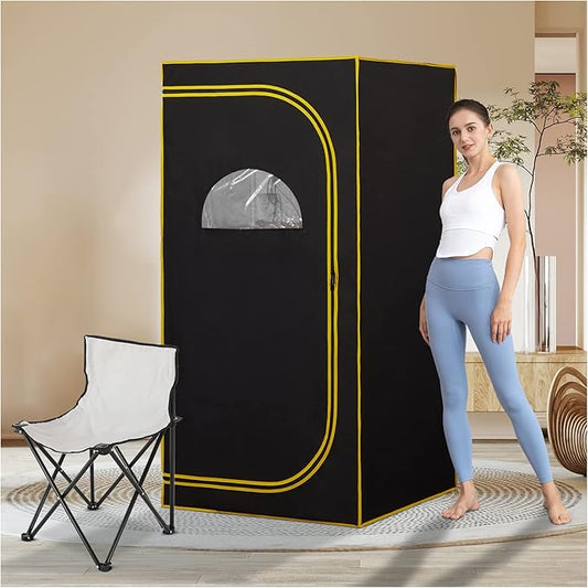 Portable Infrared Sauna, Full Size Personal Home Sauna Spa for Relaxation, Dry Heart Sauna Tent with Heating Foot Pad & Fortable Chair (L 31.5" x H 31.5" x H 62.9")