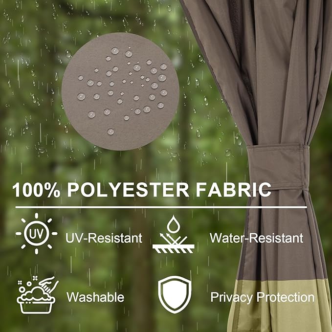 BPS 10' x 13' Gazebo Curtain Privacy 4-Panel Sidewall Outdoor Replacement Shade (Only Curtain)