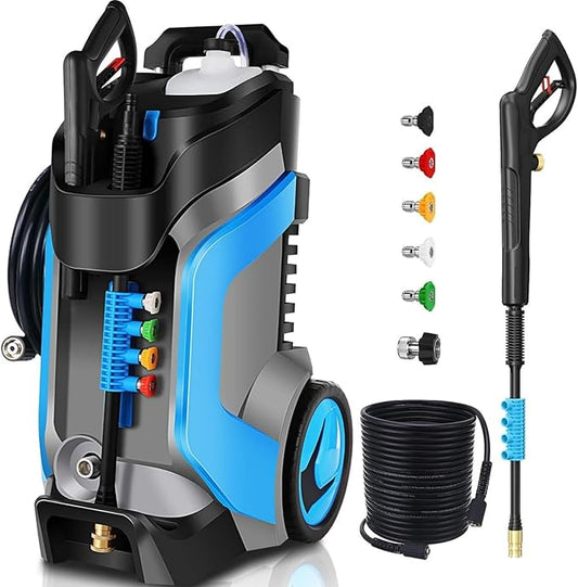 5000PSI Pressure Washer 4.0GPM High Power Washer with M22-14mm Pressure Hose 33FT, Powerwashers with 1/4" QC Compatible Surface Cleaner, 5 Nozzles and Soap Bottle for Home, Car, Patio (Blue)