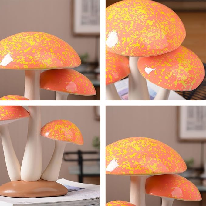 SEINHIJO Mushroom Decor Sculpture Garden Gifts Statue Outdoor Fairy Figurine Modern Patio Arts Polyresin 7.9inch