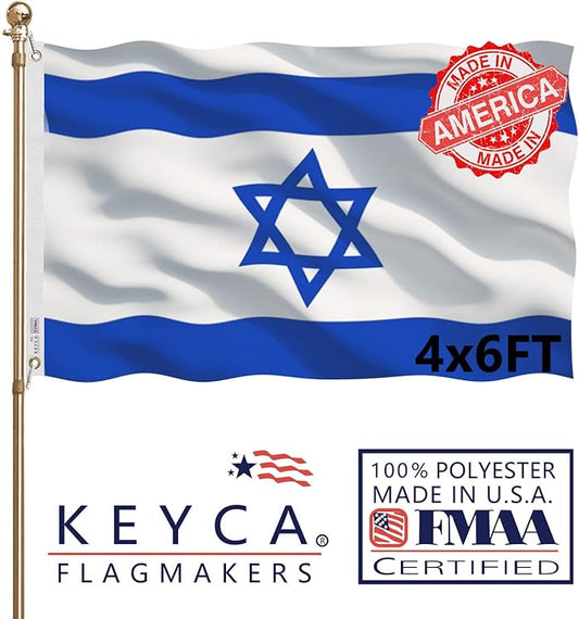 Israeli Flags 4x6 FT Made in The USA-Heavy Duty Vibrant Colors Double Sided Israeli National Flag Flag with 2 brass grommets for Home/Company/Indoor Outdoor Decoration