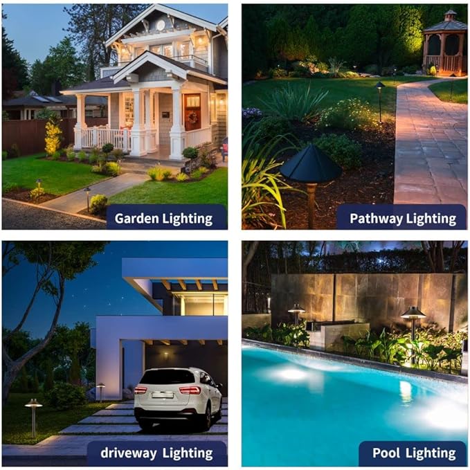 Gardenreet Brass Landscape Lighting Kit (4 Pack LED Path Lights) with 75W Low Voltage Transformer and 100 Feet Cable and 20 Pack Wire Connectors for Outdoor Garden Patio Walkway