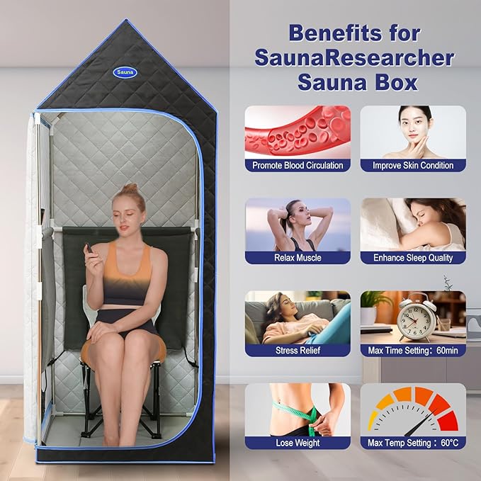 Portable Infrared Sauna for Home Spa, Full Size 1 Person Far Infrared Sauna, 1,020watt, Portable Sauna with Heating Foot Pad, Portable Chair, 31.5" x 31.5" x 77"