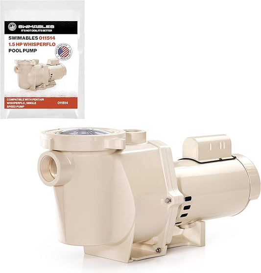 Swimables 011514 WhisperFlo 1.5 HP Single Speed Pool Pump - High Performance Premium WhisperFlo Pool Pumps Replacement - Quiet, Energy Efficient 1.5 HP Inground Pool Pump for Long-Lasting Power