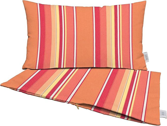 RSH DECOR: Sunbrella Pillow Covers Set of 2 | Covers Only - 20" x 12" | Outdoor Lumbar Pillow Covers Crafted with Sunbrella Performance Fabric | Dolce Mango
