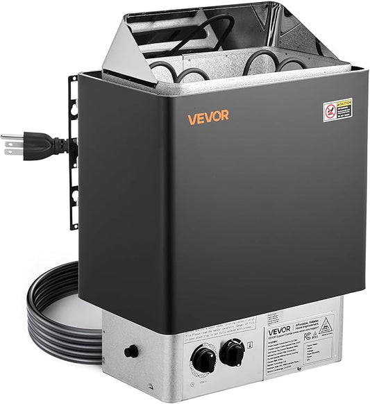 VEVOR Sauna Heater, 2KW AC 120V Electric Sauna Stove, Dry Steam Bath Saunas Stove with Pre-Drilled Bracket, Fit 52.9 to 88.2 CU.FT Saunas Rooms, Steam Bath Stoves for Home, Commercial, Leisure Venues