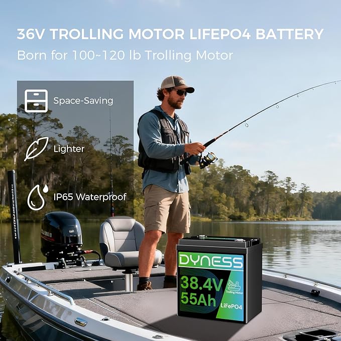 36V 55Ah Trolling Motor Low-Temp Protection LiFePO4 Battery Buit in 150A BMS, Deep Cycle GC2 Lithium Iron Phosphate Battery Perfect for 36V Trolling Motors, Marine, Boat, Home Energy