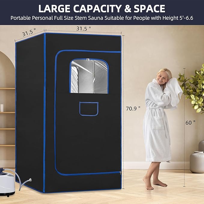 BOCHPOWER Portable Sauna Box, 3.0L Steamer, Remote Control, Folding Chair, 9 Levels