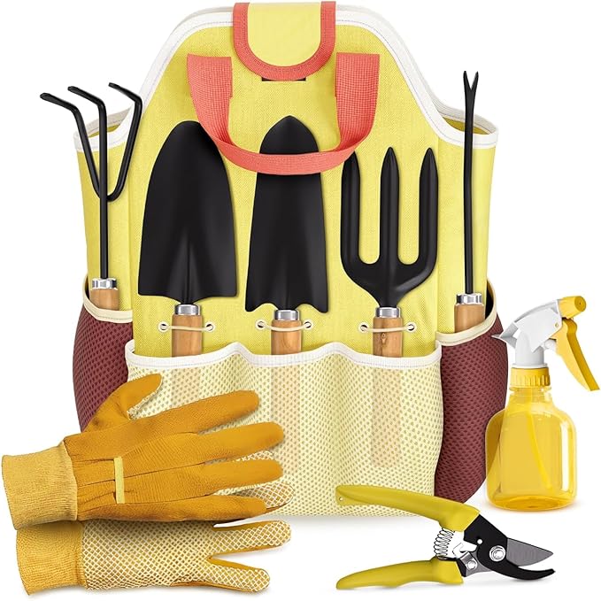 10 Pcs Garden Tool Set for Women – Ergonomic Lightweight Gardening Hand Tools with Convenient Little Bag, Sturdy Metal Garden Tools Set, Easy Handling for Outdoor Plant Care, Gardening Kit for Women