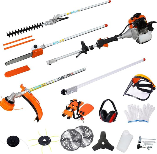32.6cc 2-Cycle Gas Multi-Trimmer | 12-in-1 String Trimmer w/Rotatable 40” Pole Saw, Weed Eater Weed Wacker, Brush Cutter & Hedge Trimmer Gas for Lawn, Yard, Garden Care, All-in-one Garden Tool