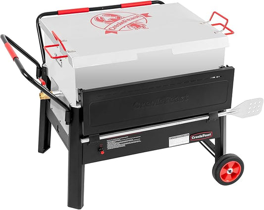 Creole Feast CFB2001 150 QT Crawfish Boiler, Outdoor Double Sack Propane Gas Crawfish Cooker with Foldable Cylinder Mounting Bracket and Stirring Paddle for Seafood & Crawfish Season, Black