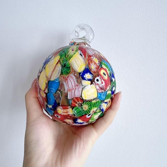 Yao Yuan 4 Inch Garden Hanging Gazing Ball Hand-Blown Glass for Hanging Gardens Window Outdoor Gazing Ball Witch Balls Glass Ornament (Multicolor)