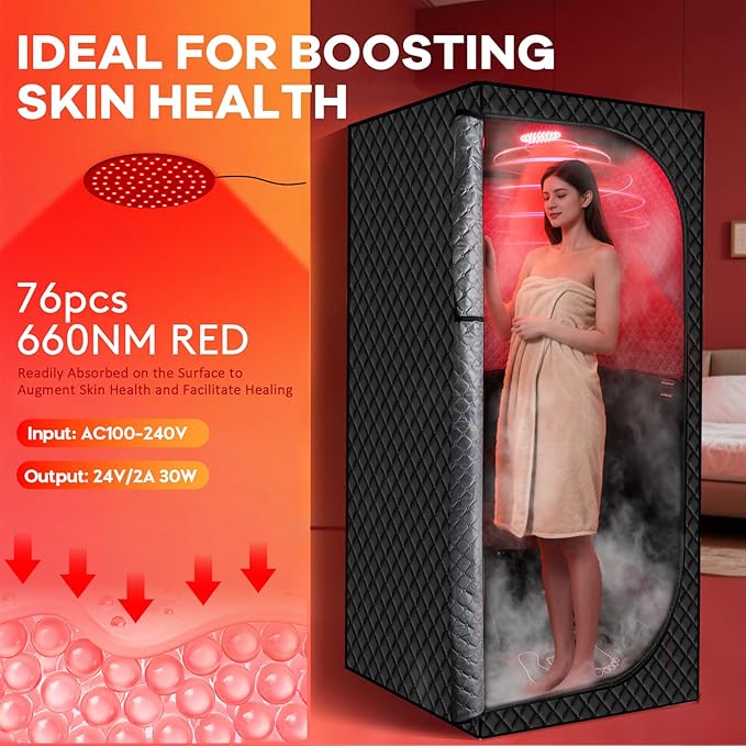 MIXC Upgraded Infrared Sauna Box – Ideal for Relaxation & Detoxification | Includes Folding Chair | Multi-Layer Full-Body Sauna Tent for Home, Spa, Indoor, Outdoor & Gym Use (Infrared Version-Black)