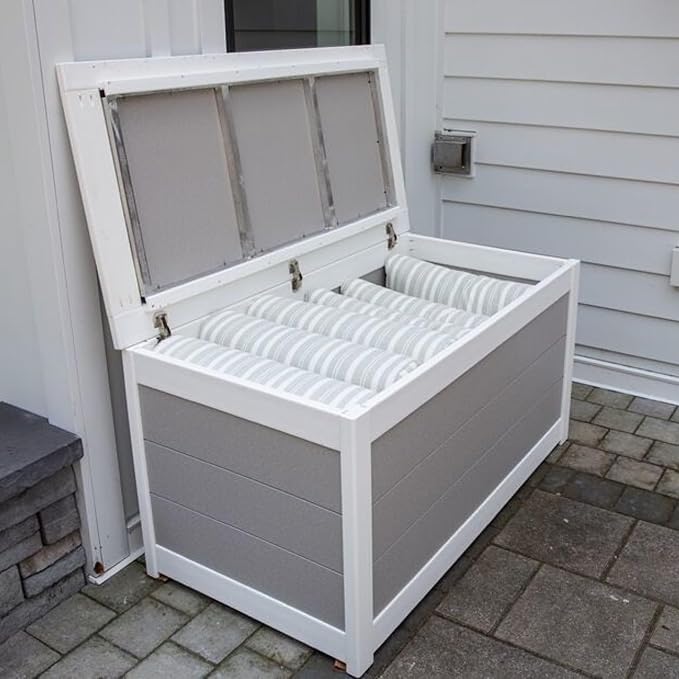 DutchCrafters Poly Waterproof Outdoor Deck Box 200-Gallon Large Deck Box Weatherproof Storage for Pool Decor, Porch Packages, Pool Towel Holder, Holds Up To 10 Cushions - Amish Made in USA (Black)