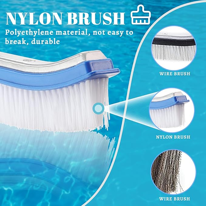 HOSKO 6FT Swimming Pool Brush, 17inch Heavy Duty Swimming Pool Brush Head, Suitable for Swimming Pool Wall Tile Floor Cleaning…