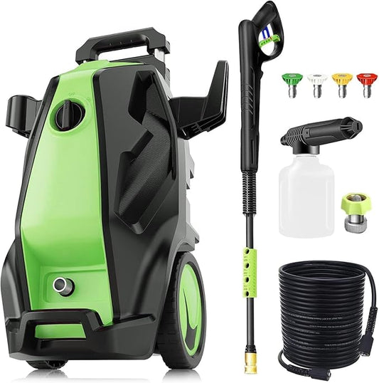 5000PSI 4.0GPM Heavy Duty Power Cleaner with 33 FT Extension Hose, 4 Quick Connect Nozzles and Foam Cannon for Cars/Fences/Driveways/Patios/Home Cleaning, Green