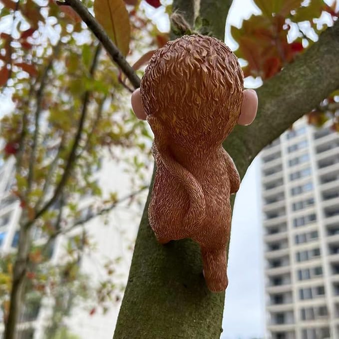 Climbing Animal Tree Hugger Statue - UV Resistant Resin Hanging Garden Sculpture, Waterproof Outdoor Decor for Yard, Patio, Porch (Monkey)