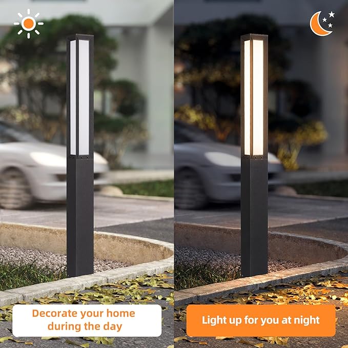 Outdoor Pathway Lights, 71 Inches Tall Bollard Light, 3000K Landscape Path Lighting, Large Mordern Led Bollards, IP65 Waterproof Pole Driveway Lights Wired for Walkway Sideway Garden Yard