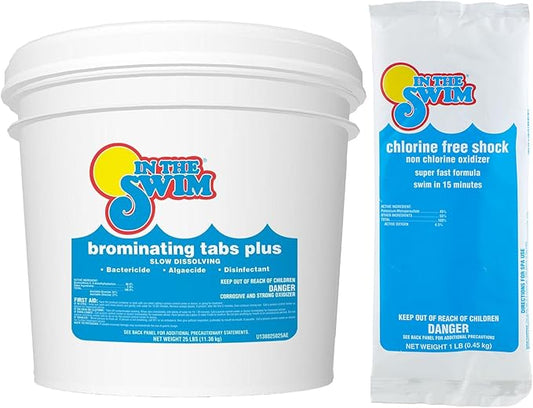 In The Swim Bromine Plus and Chlorine-Free Shock Bundle: Includes 25 Pound Bucket of Bromine Plus and 24 x 1 Pound Bags Chlorine-Free Shock - Effective Low Odor Alternative