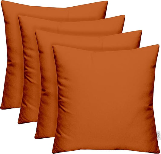 RSH DECOR: Sunbrella Square Throw Pillows Set of 4 | 17" x 17" | Water and Fade-Resistant Performance Fabric | Outdoor Pillow Covers with Down-Alternative Inserts | Canvas Tuscan