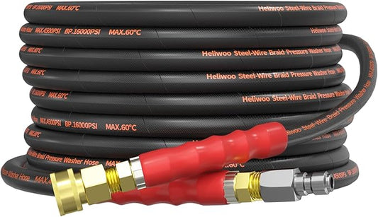 5/16" Pressure Washer Hose 25 FT, Commercial Industrial Grade Steel Wire Braided Kink Proof Extension Hose with 3/8 Quick Connect 4500 PSI