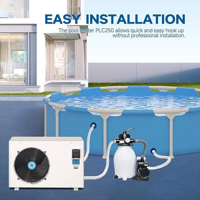 Max105600 BTU Swimming Pool Heat Pump, for Above and In Ground Pools Up to 18000gallons, 26KW Electric Pool Heaters PLC250, Inverter Heating System, High Efficiency,208~230V/60Hz