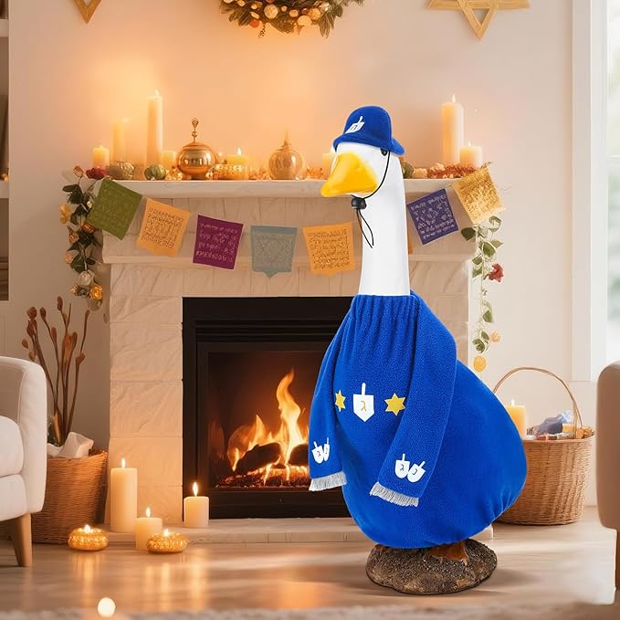 Cozypower Christmas Porch Goose Outfits Clothes for Plastic 23'' Cement Goose Duck Lawn Yard Decorations(Cute Style)