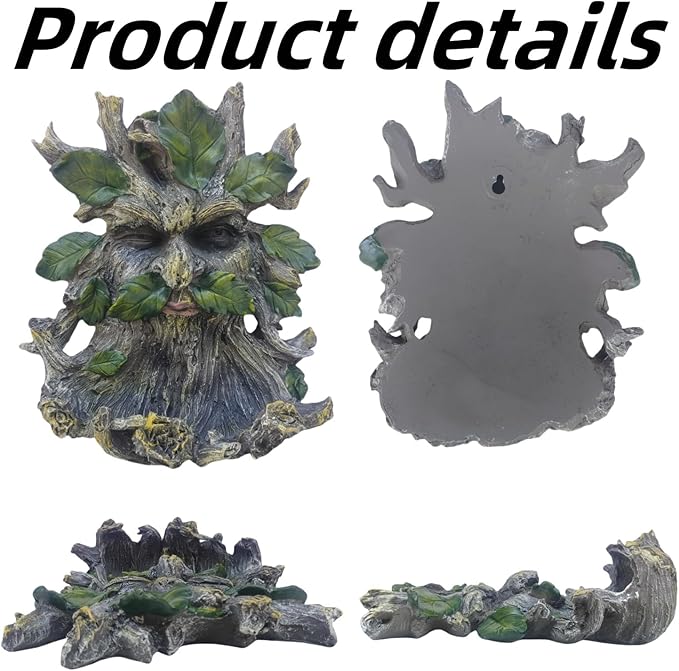 Whimsical Tree Face Garden Decoration ，Tree Faces Decor Outdoor Wallmounted Statue Art with Leaf Features, Outdoor Decor Garden Accessory (Home Decor)