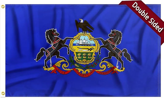 FLAGWIN Pennsylvania Flag 3x5 FT - 3 Ply Double Sided Polyester Pennsylvania State Flag with Brass Grommets - Vivid Color and Fade Proof State of Pennsylvania Flags 3x5 Outdoor