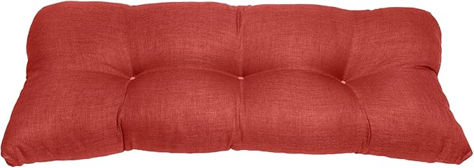 BrylaneHome Tufted Bench Cushion - 45.5" L x 19" W x 3" H- Patio & Outdoor - Water, Stain & Fade Resistant - Geranium