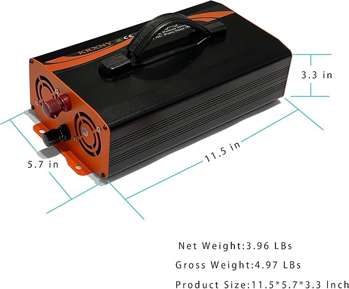 1000W Power Inverter 48V DC to 110V 120V AC Converter Pure Sine Wave LCD Display for RV Truck Camping Off Grid Home Solar with Handle