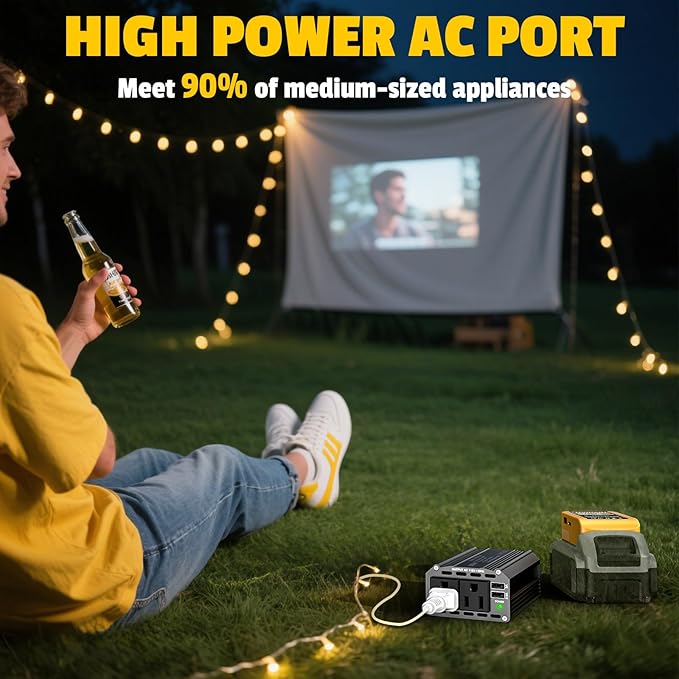 2PCS 300W Battery Charger Compatible with Dewalt: LIVOWALNY Portable Power Inverter DC 20V to 110V Battery Inverter Charger Adapter Power Supply 2 AC & 2 USB Ports for Car, Phone, Camping Essentials