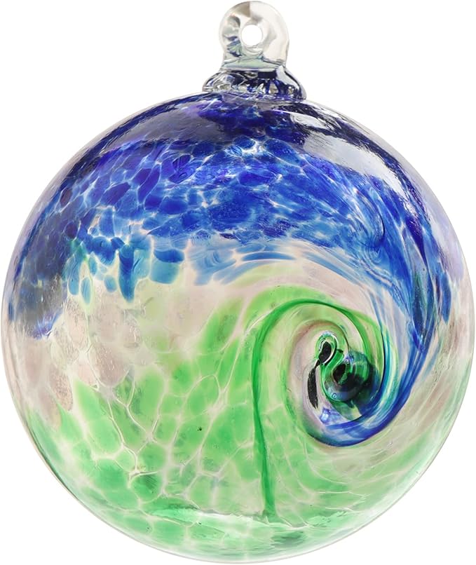 Kesywale 7 x 6 Inch Garden Hanging Gazing Ball Decorative Witch Ball Indoor Outdoor Ornament Home Décor (6", Blue-Green)