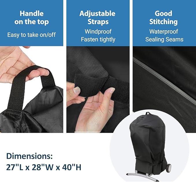 Cover for CHARBROIL Patio Bistro Without Side Shelves, 600D Waterpoorf Windproof All Weather Resistant Covers for Gas/Electric Patio Bistro with Handle & Straps, Replacement for CHARBROIL Grill Cover