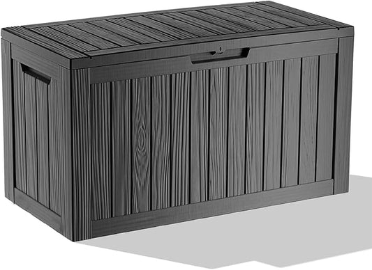 EasyUp 90 Gallon Outdoor Deck Box Waterproof, UV Resistant Resin Outdoor Storage Box for Delivery, Porch, Patio and Garden, Black
