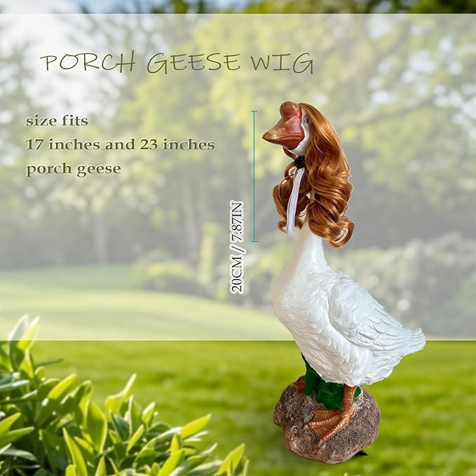Porch Goose Wigs, Porch Goose Outfits Lawn Goose Statue Accessories for Outdoor Garden Patio Yard Goosey Decor （Style 8）