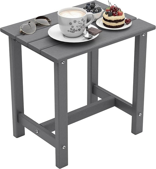 OTSUN Outdoor Side Table, HDPE Small Adirondack Side Tables, Outside End Table for Patio, Porch, Deck, Pool, Weather Resistant/Easy Maintenance (1PC, Gray)