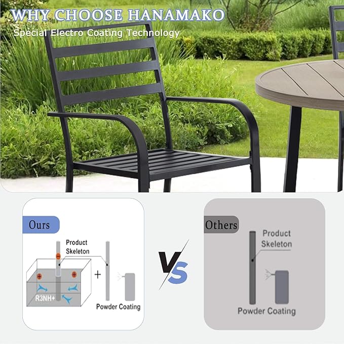 Outdoor Dining Chairs Set of 4, Aluminum Frame Stackable Patio Dining Chairs with Armrest, Wrought Iron Patio Bistro Chairs for Lawn, Backyard, Garden, Porch