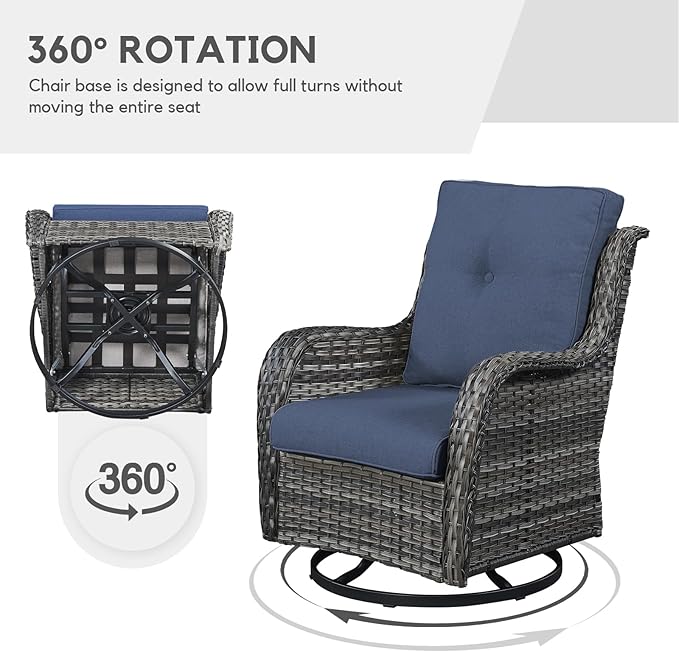 Patio Furniture 4 Piece, All-Weather PE Wicker Outdoor Furniture Set with Coffee Table,Outdoor Patio Furniture with Swivel Rocker Chairs and Outdoor Sofa