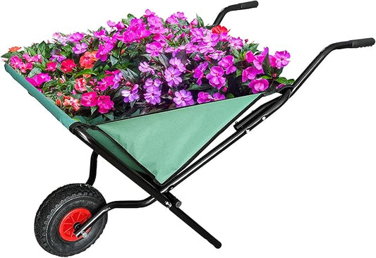176 LBS Wheelbarrow, Green Foldable Heavy Duty Yard Cart, Iron and Oxford Cloth Lightweight Lawn Cart with 10 Inch Pneumatic Tires, for Grass, Leaf, Garden Supplies